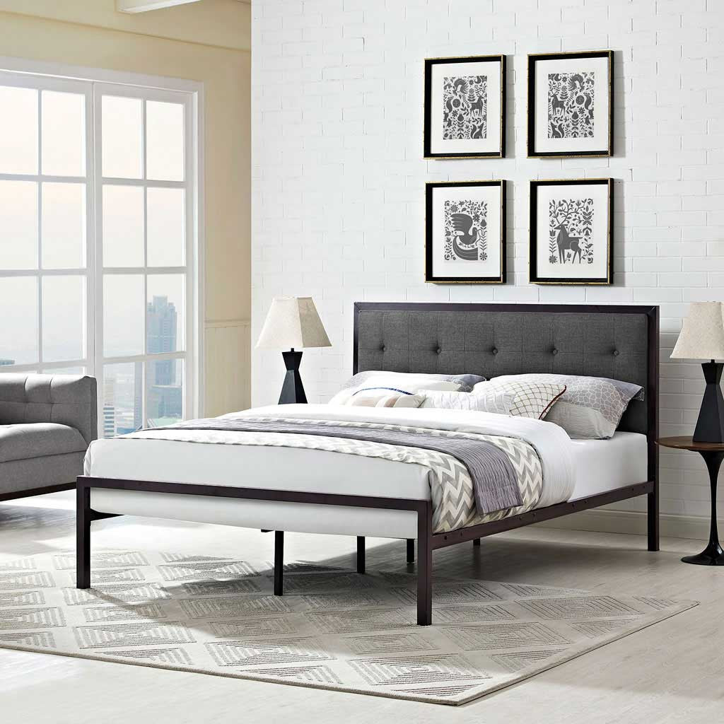 Lendal Fabric Bed Brown/Gray