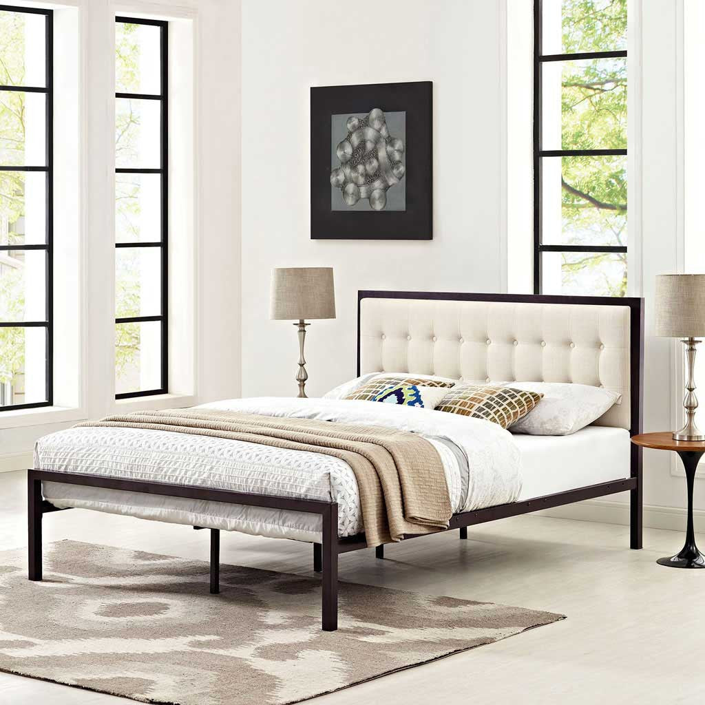Milton Fabric Bed Brown/Beige