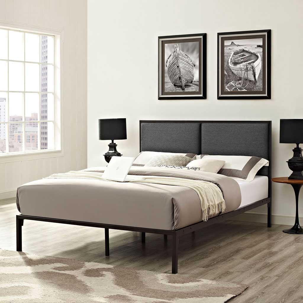 Dunlow Fabric Bed Brown/Gray