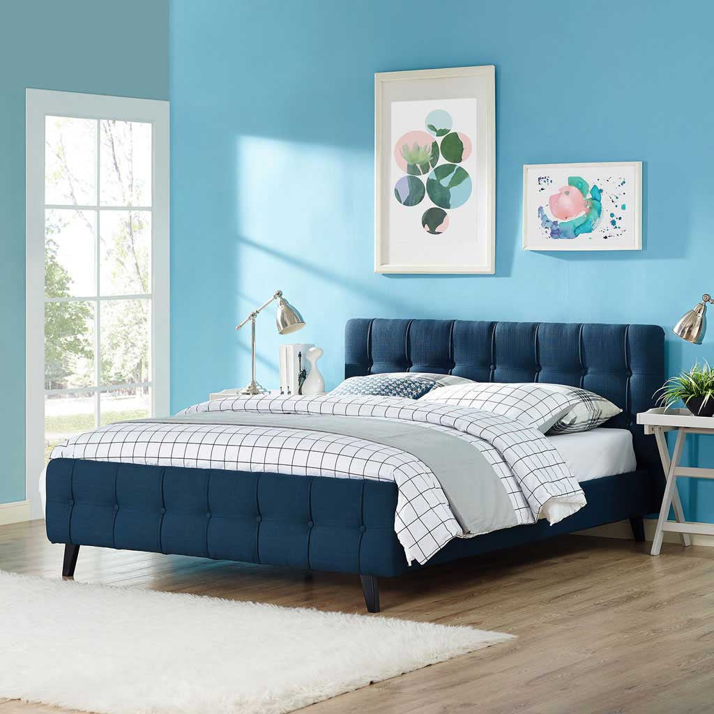 Osbert Fabric Bed Azure