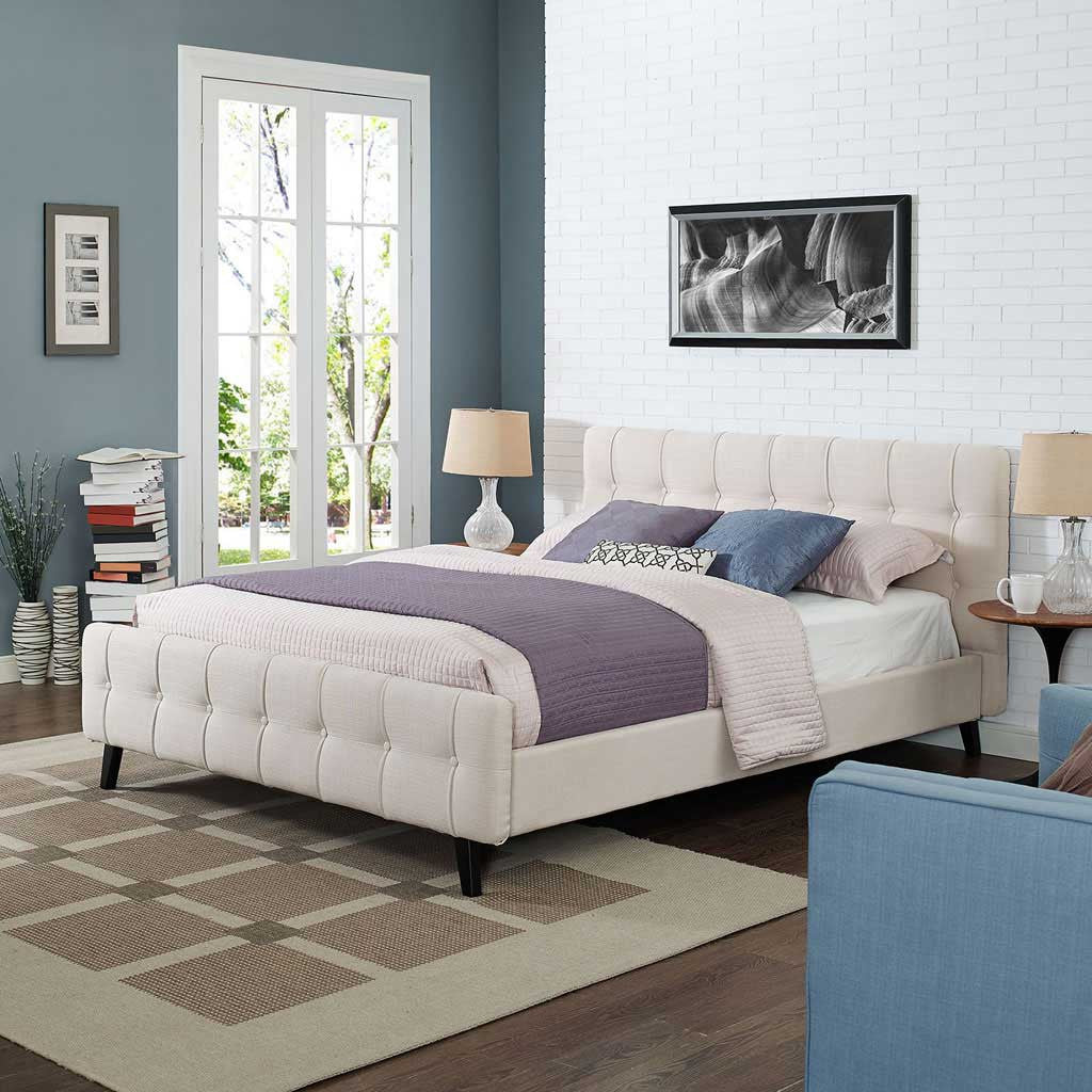 Osbert Fabric Bed Beige