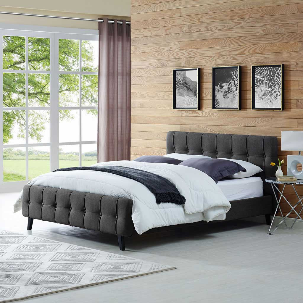 Osbert Fabric Bed Gray