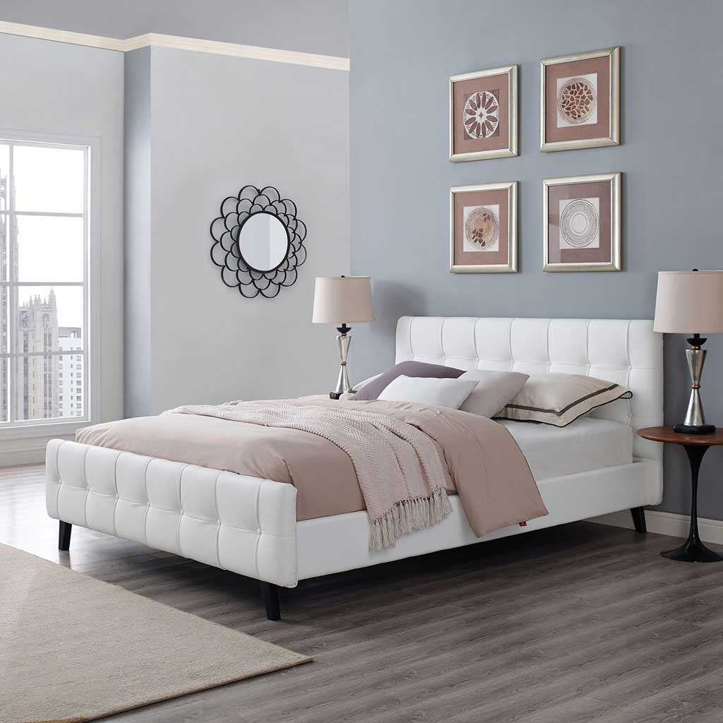 Osbert Vinyl Bed White