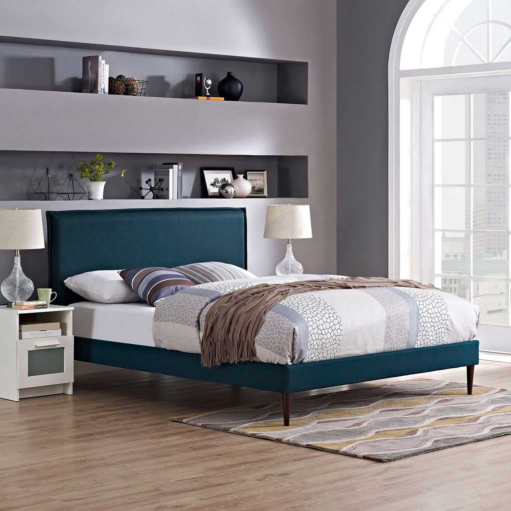 Caslon Fabric Platform Bed Azure