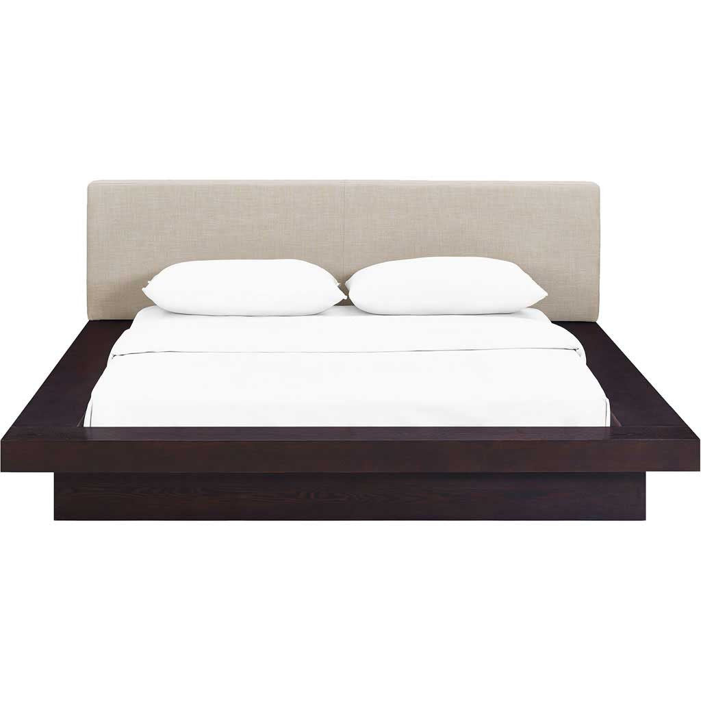 Freyja Fabric Platform Bed Cappuccino/Beige