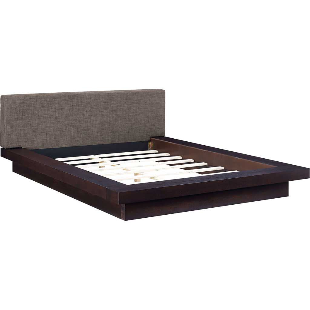 Freyja Fabric Platform Bed Cappuccino/Brown