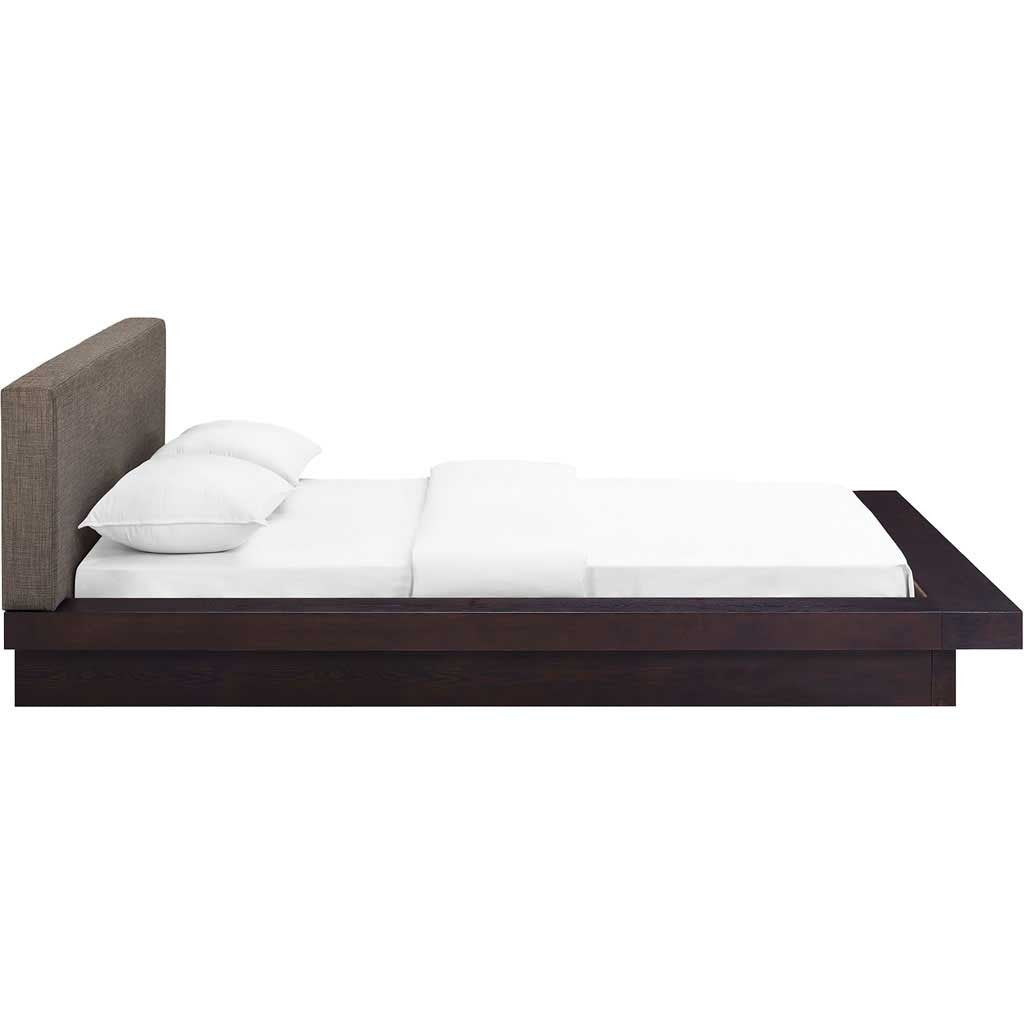 Freyja Fabric Platform Bed Cappuccino/Brown