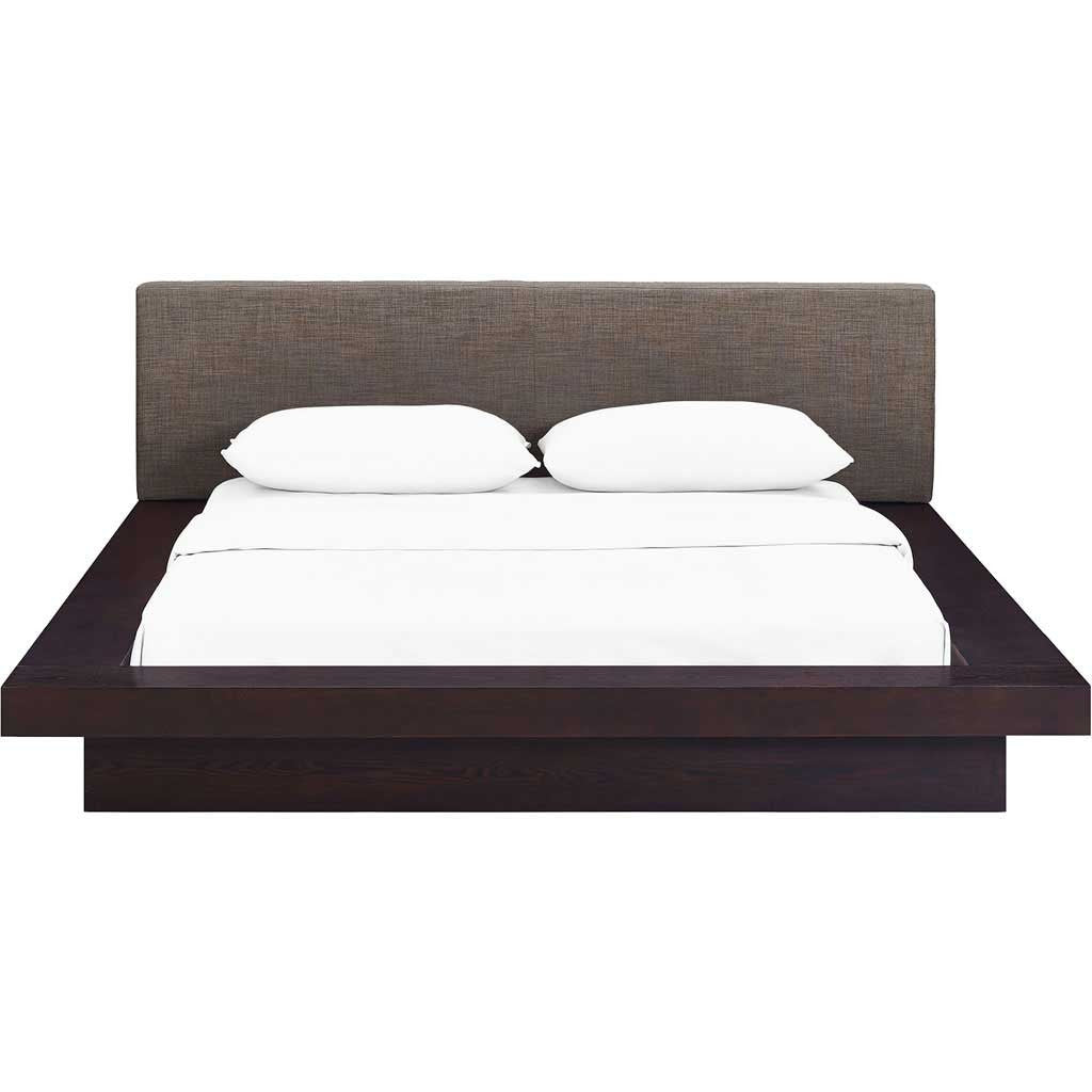 Freyja Fabric Platform Bed Cappuccino/Brown