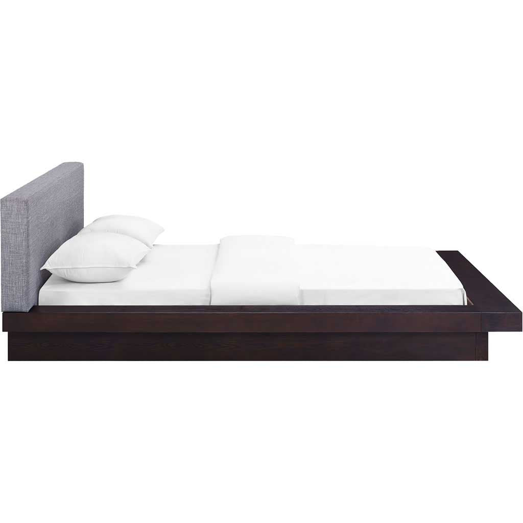 Freyja Fabric Platform Bed Cappuccino/Gray