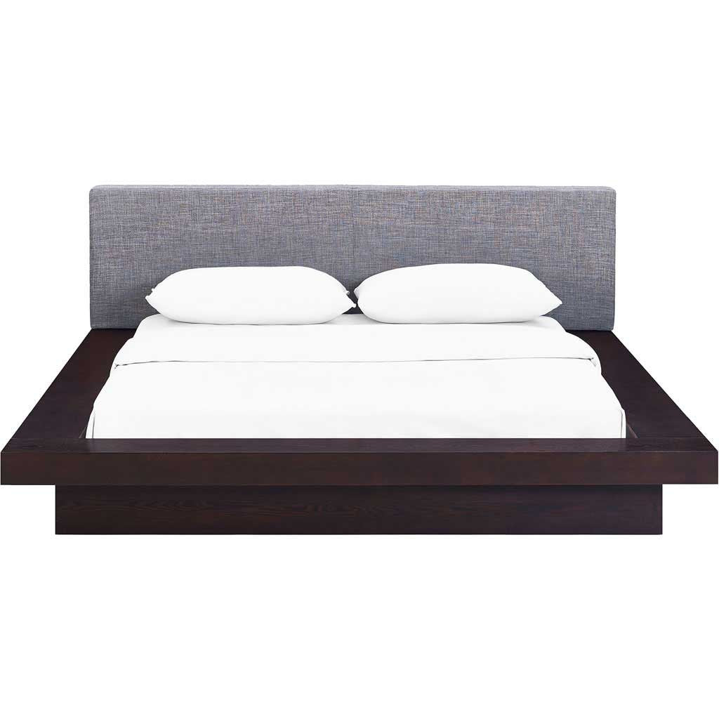 Freyja Fabric Platform Bed Cappuccino/Gray