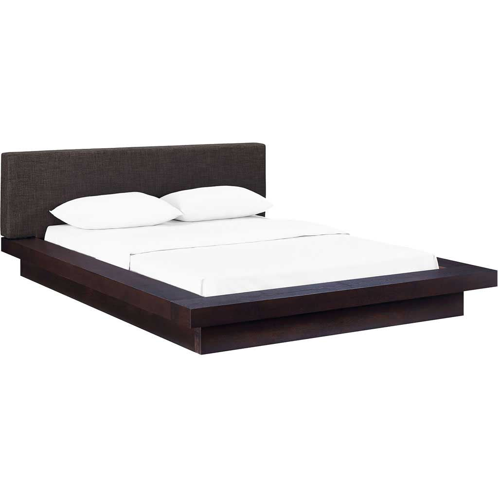 Freyja Fabric Platform Bed Cappuccino/Latte