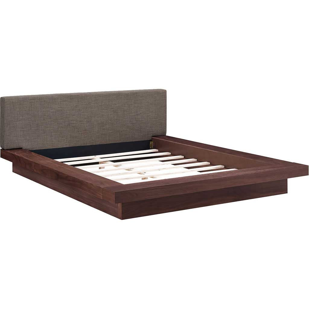 Freyja Fabric Platform Bed Walnut/Brown