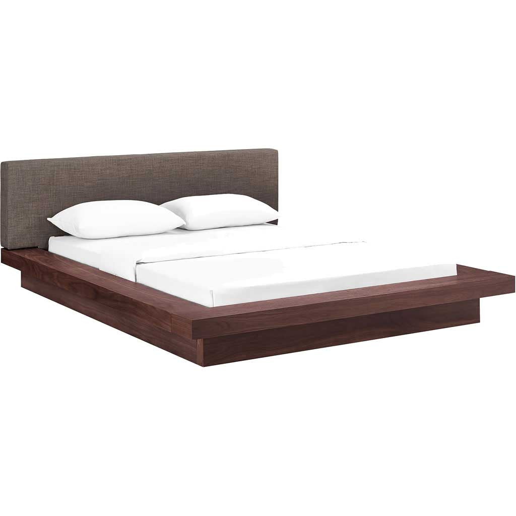 Freyja Fabric Platform Bed Walnut/Brown