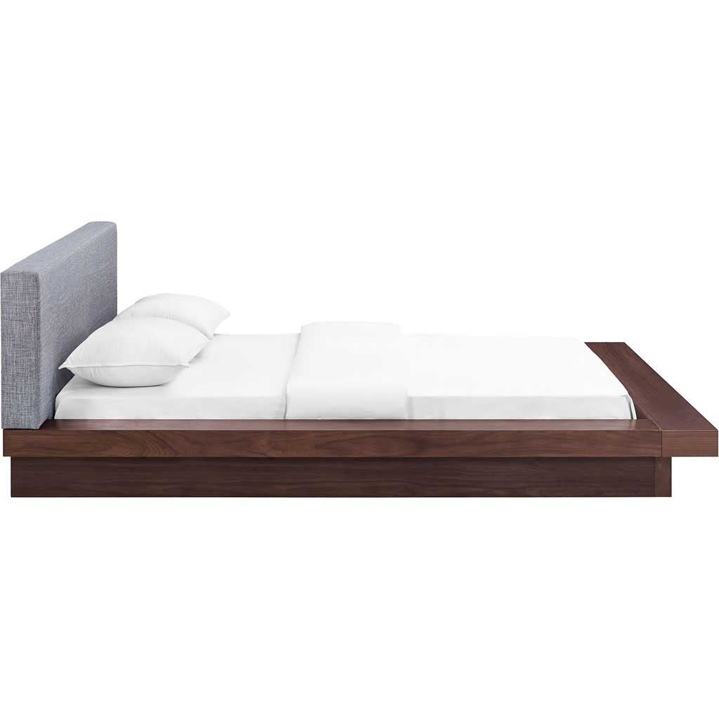 Freyja Fabric Platform Bed Walnut/Gray