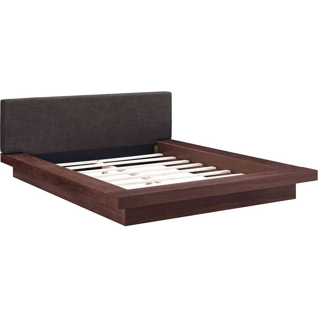 Freyja Fabric Platform Bed Walnut/Latte