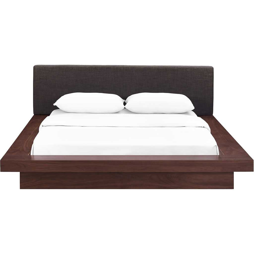Freyja Fabric Platform Bed Walnut/Latte
