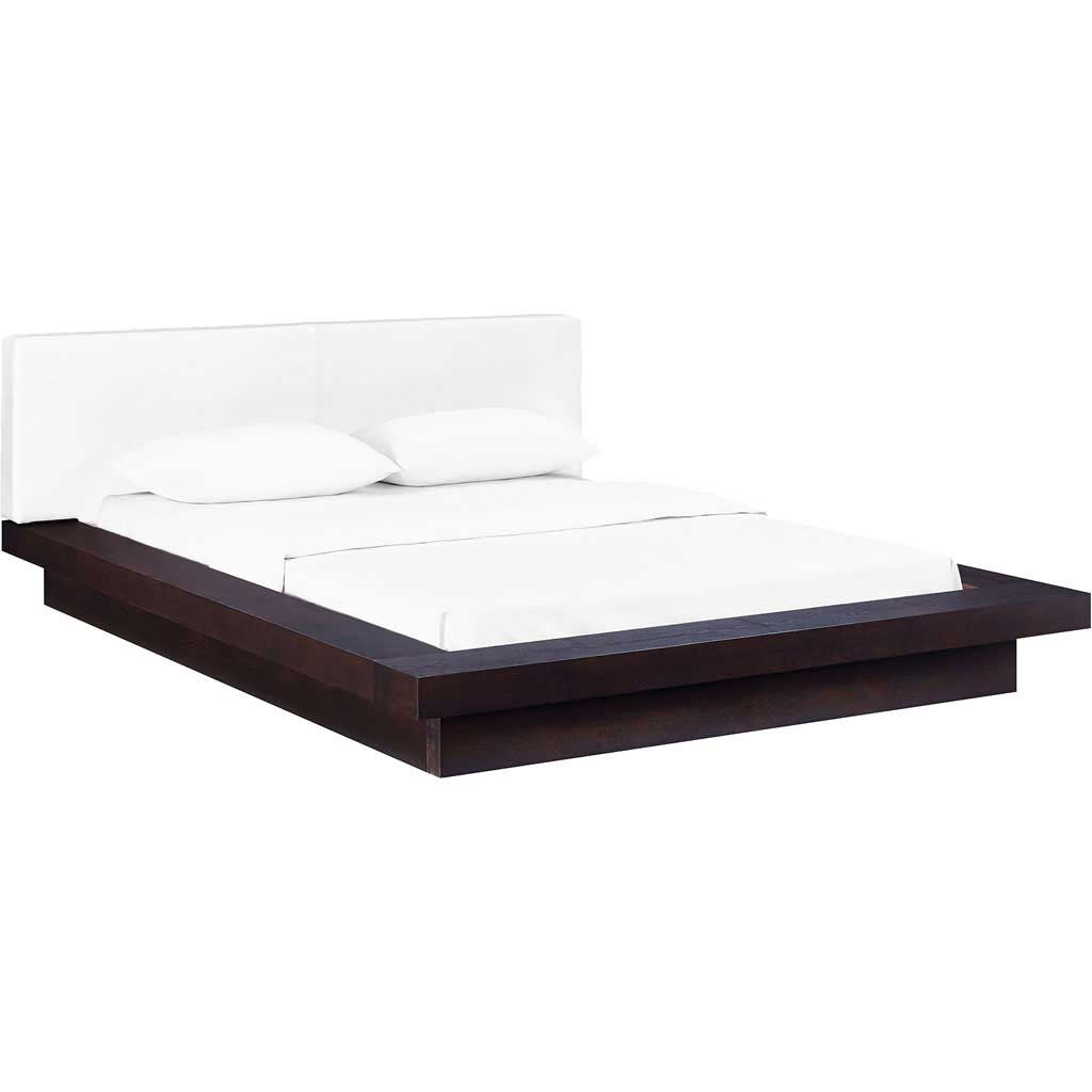 Freyja Vinyl Platform Bed Cappuccino/White