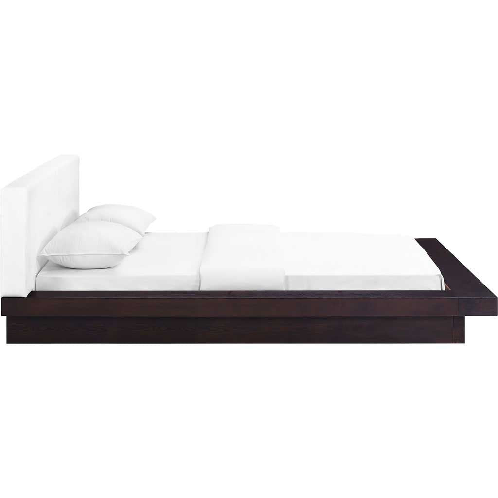 Freyja Vinyl Platform Bed Cappuccino/White