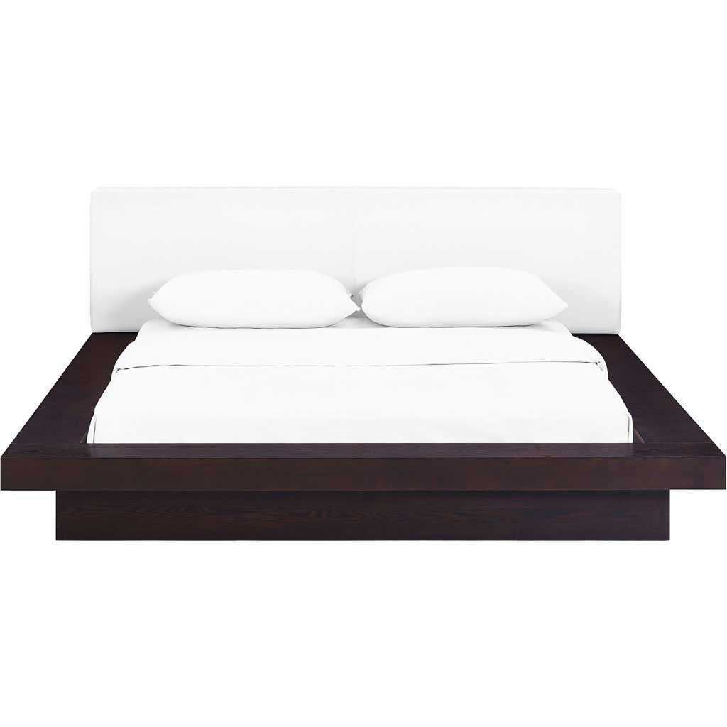 Freyja Vinyl Platform Bed Cappuccino/White