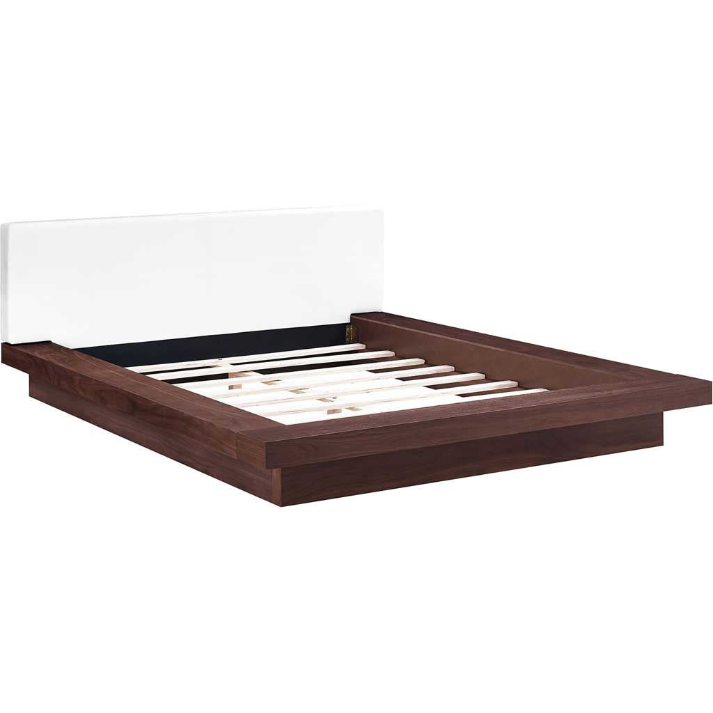 Freyja Vinyl Platform Bed Walnut/White