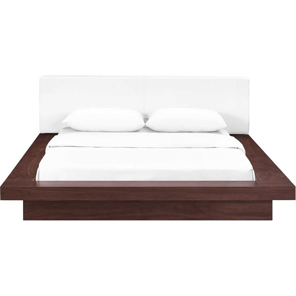 Freyja Vinyl Platform Bed Walnut/White