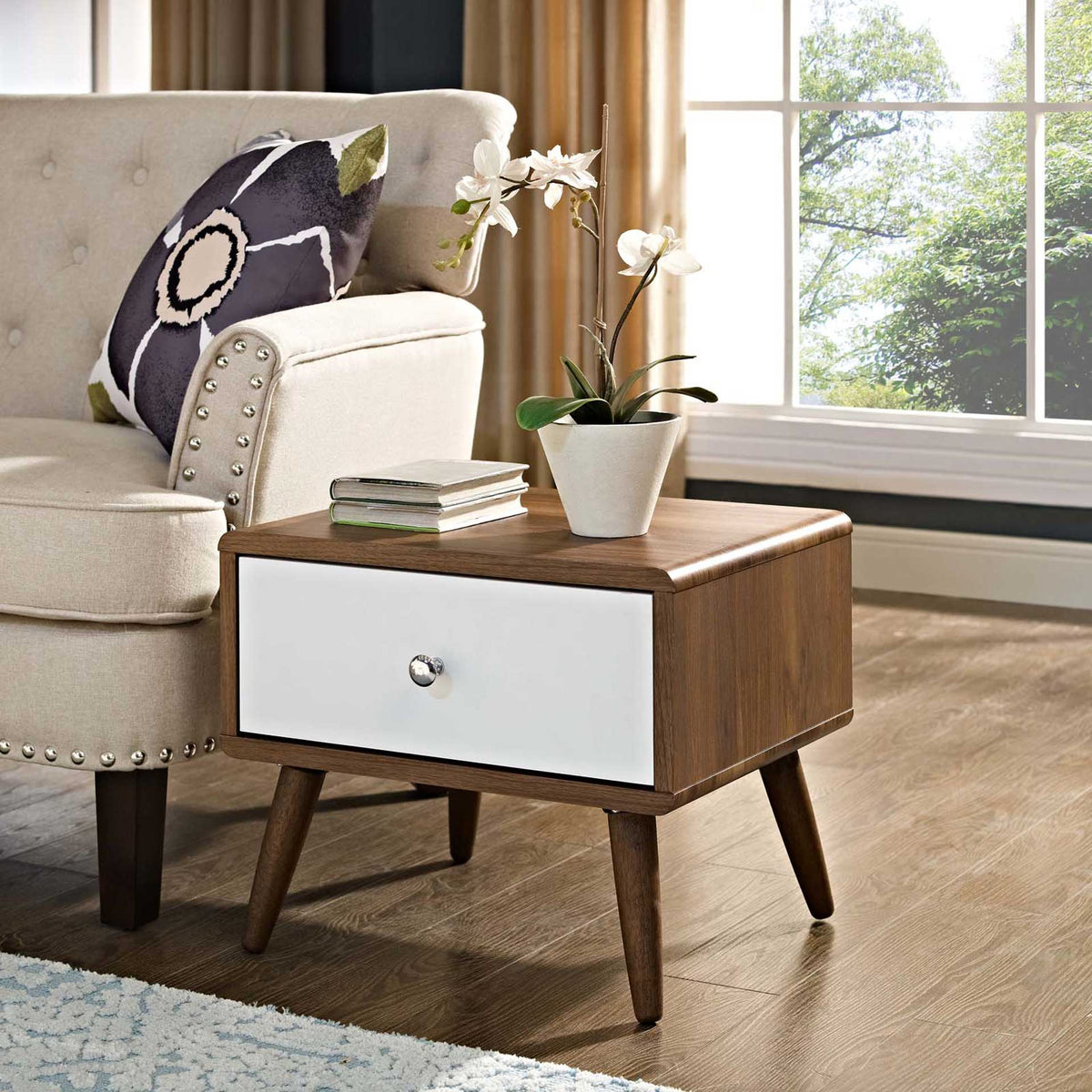 Tiffin Nightstand Walnut/White