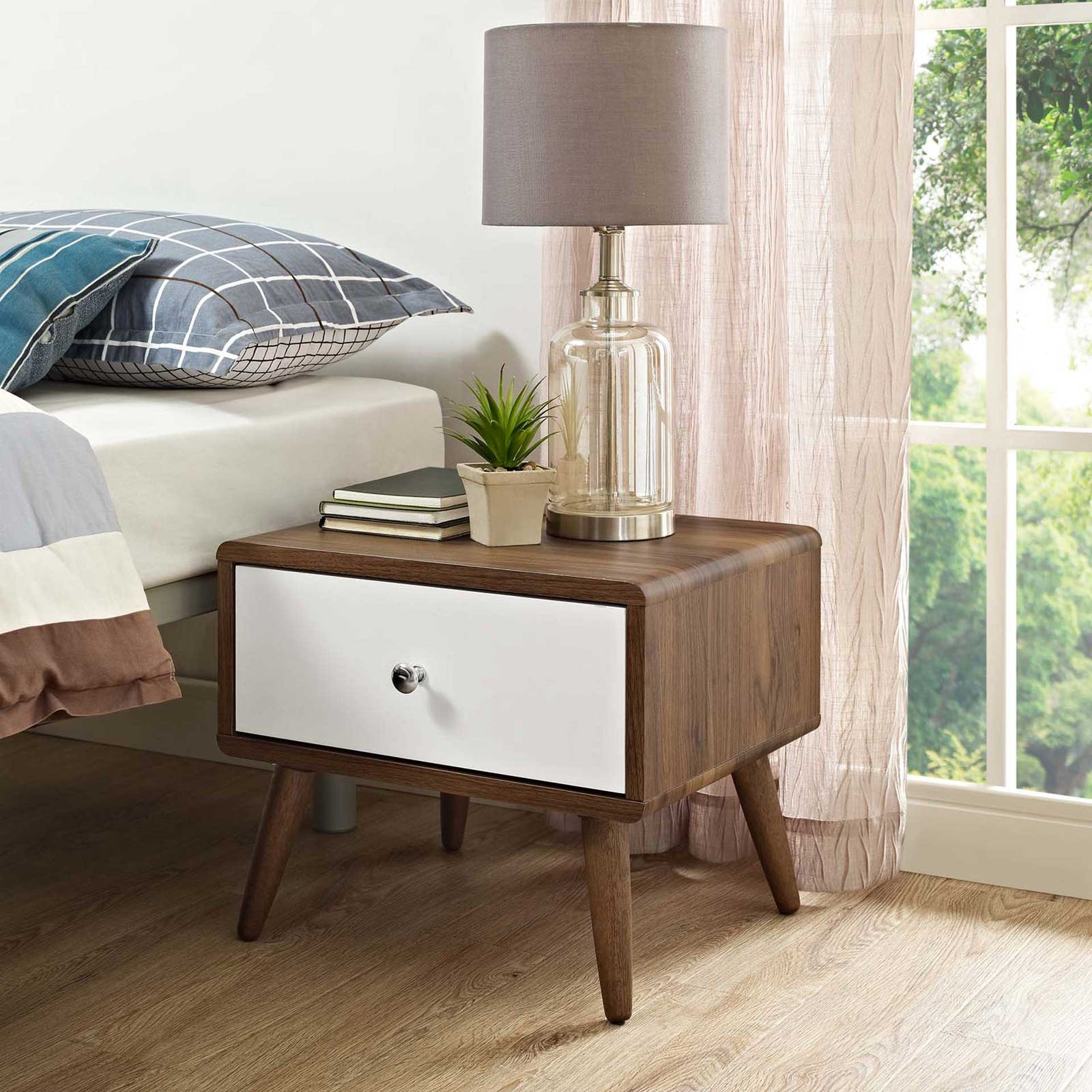 Tiffin Nightstand Walnut/White