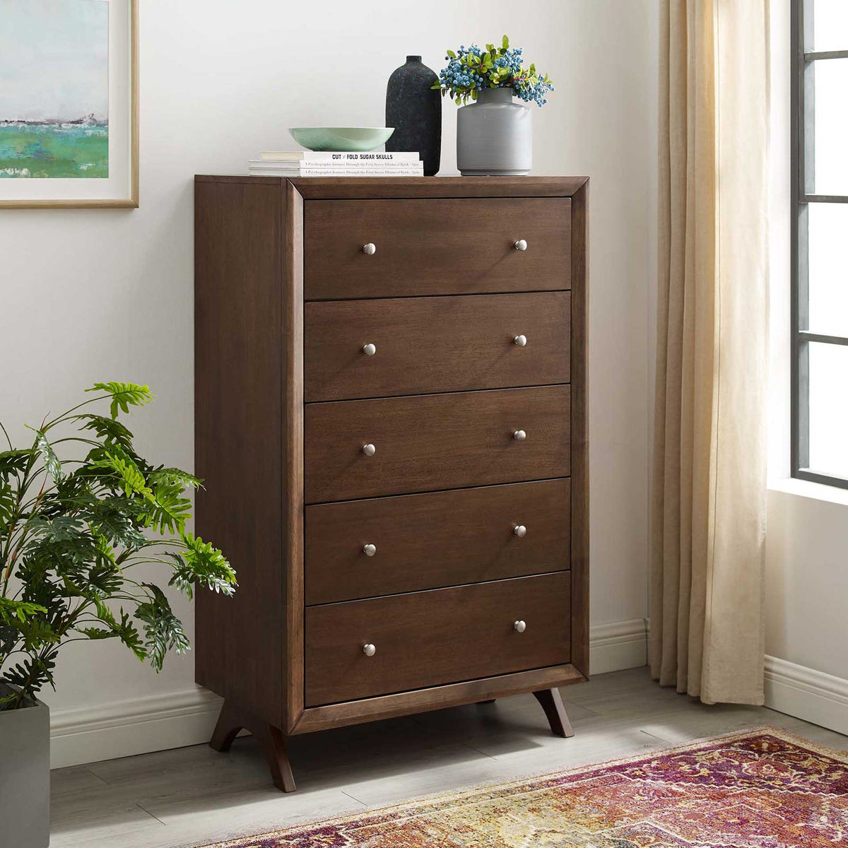 Parker Five-Drawer Chest Walnut