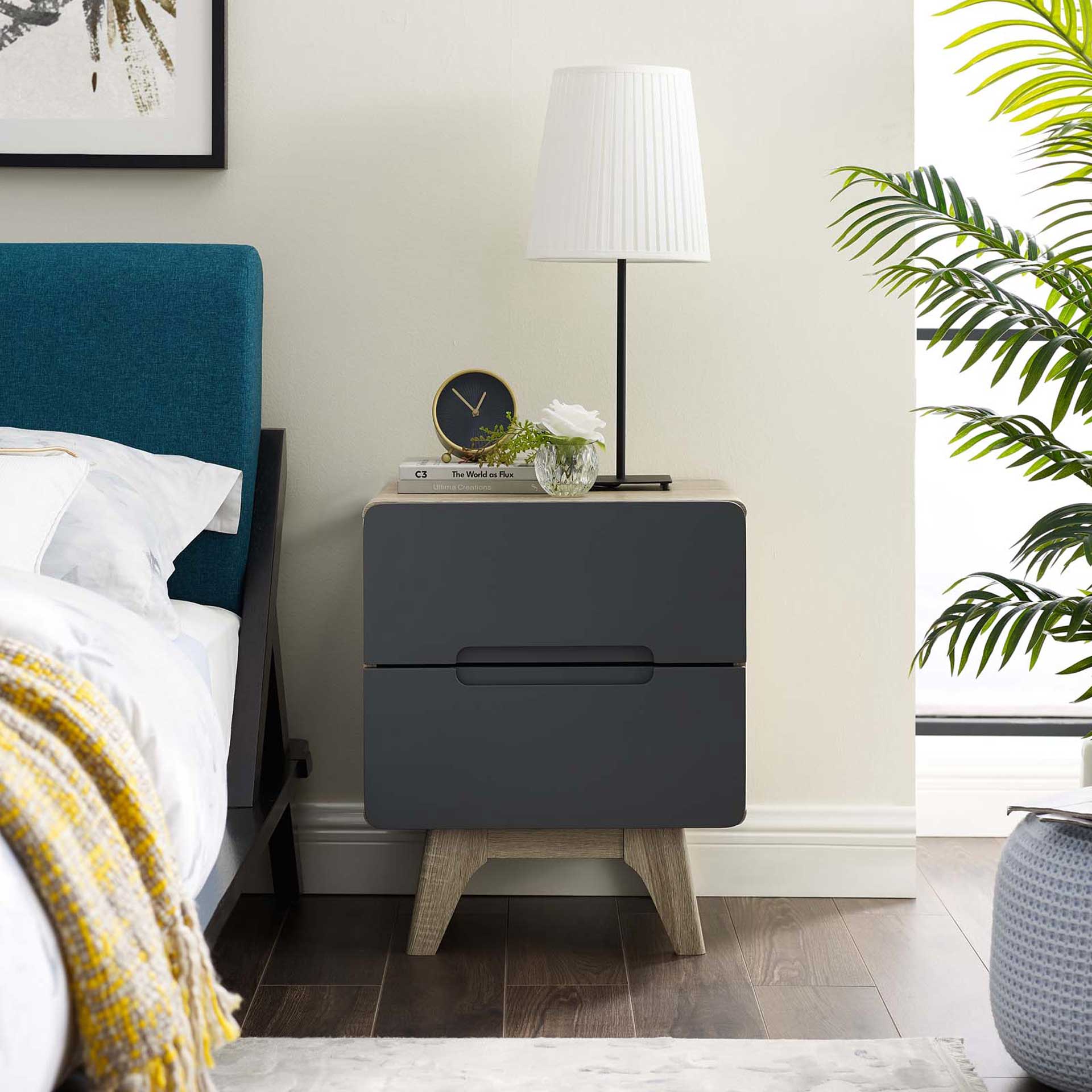 Orion Wood Nightstand Natural Gray