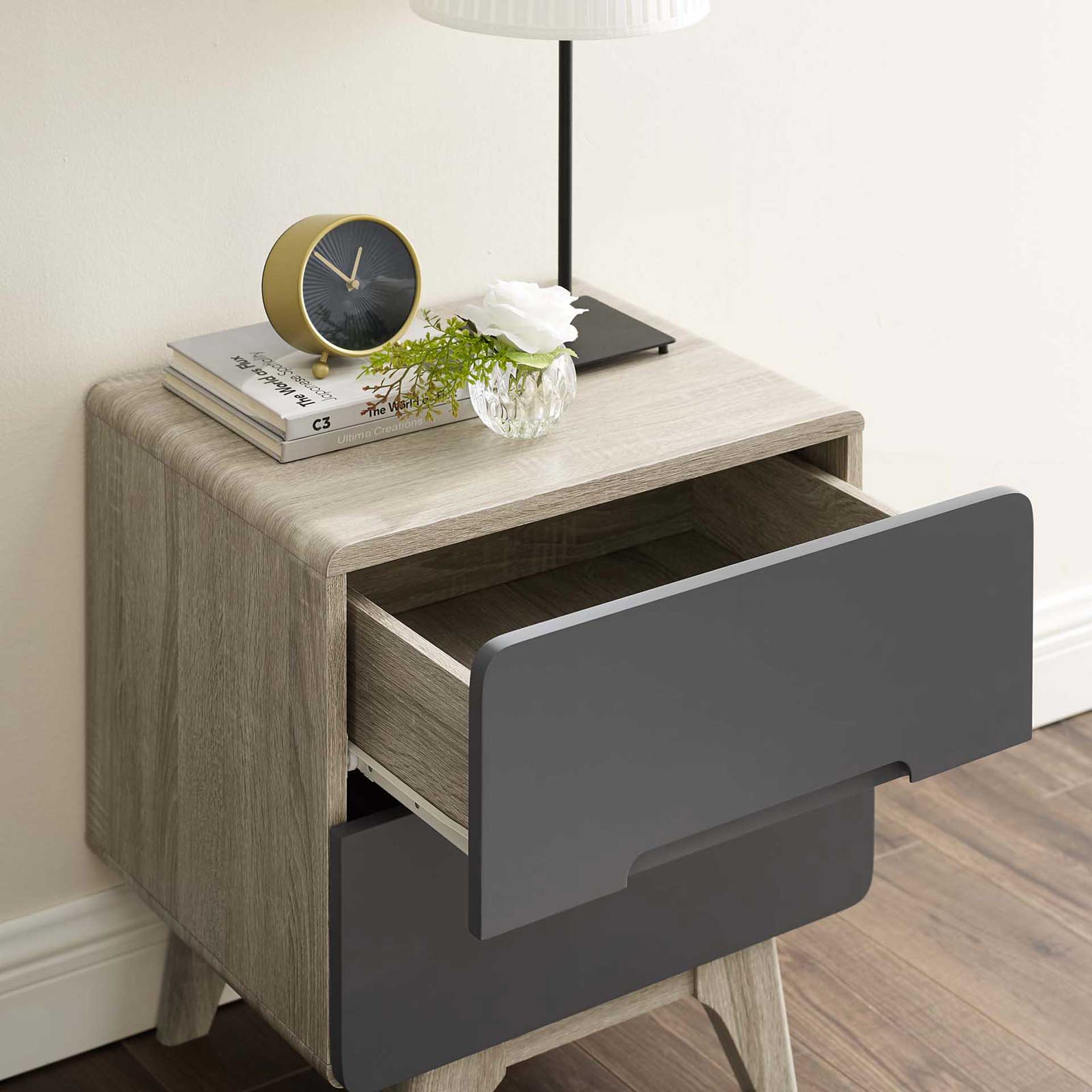 Orion Wood Nightstand Natural Gray