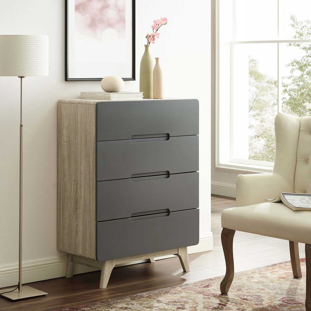 Orion Four-Drawer Chest Natural Gray