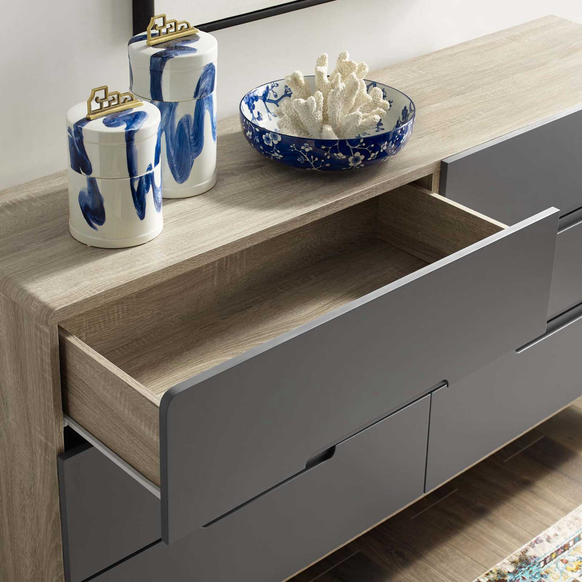 Orion Six-Drawer Wood Dresser Natural Gray