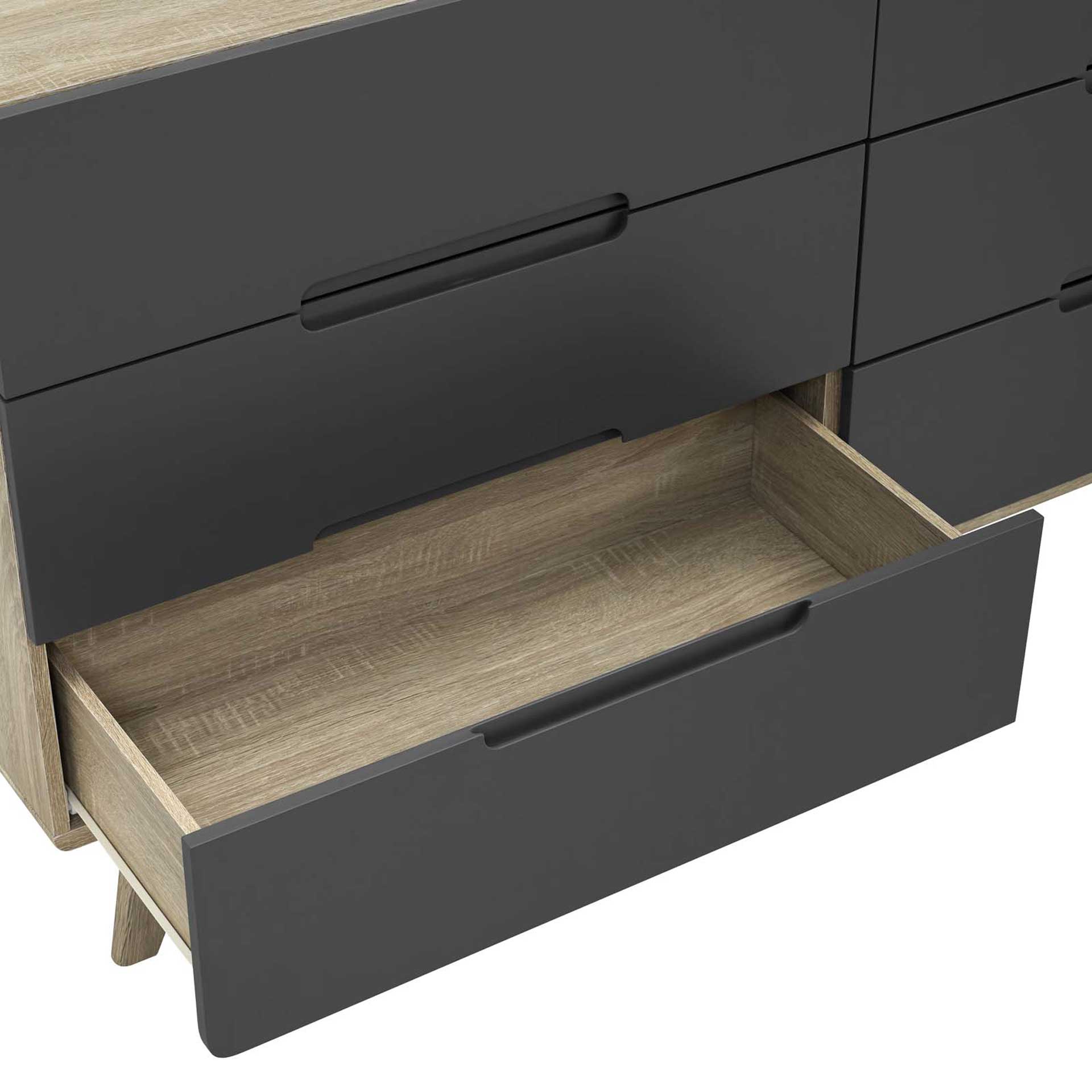 Orion Six-Drawer Wood Dresser Natural Gray