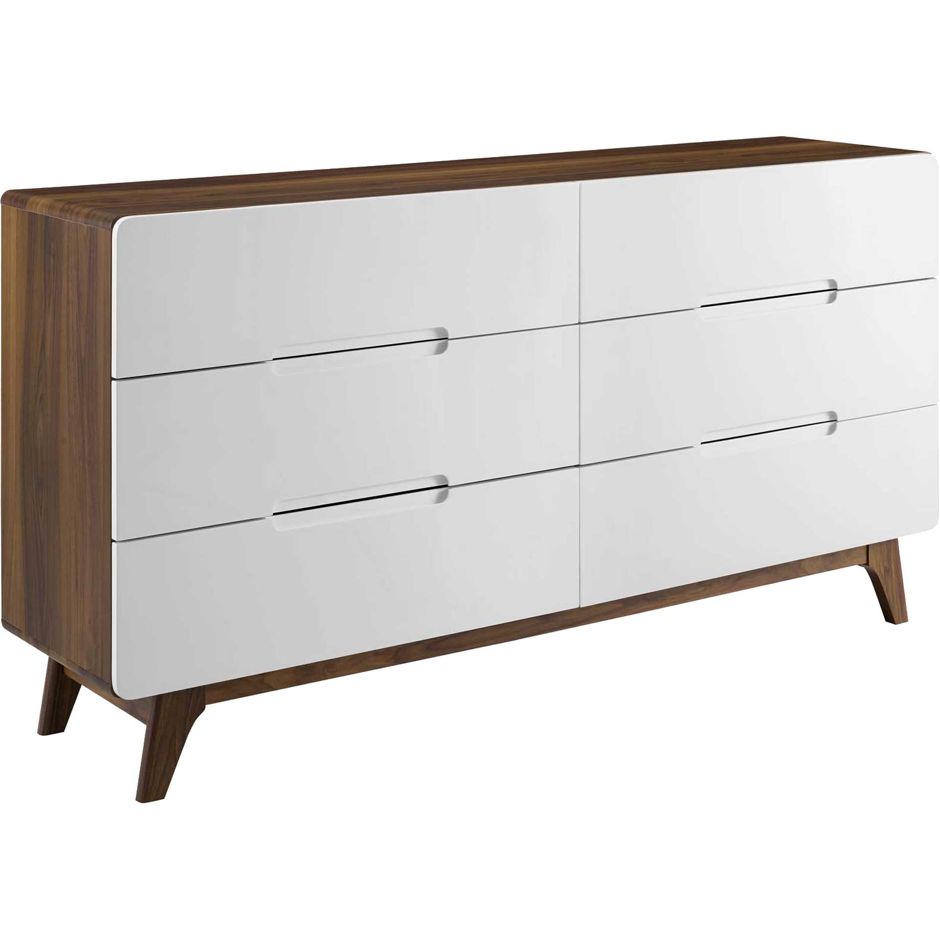 Orion Six-Drawer Wood Dresser Walnut/White