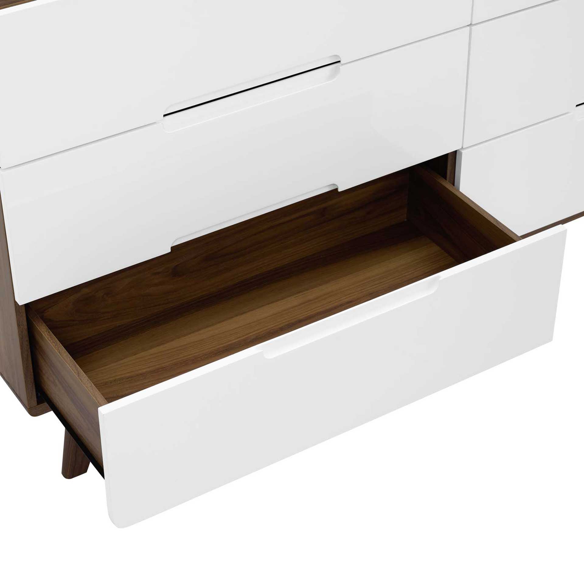 Orion Six-Drawer Wood Dresser Walnut/White