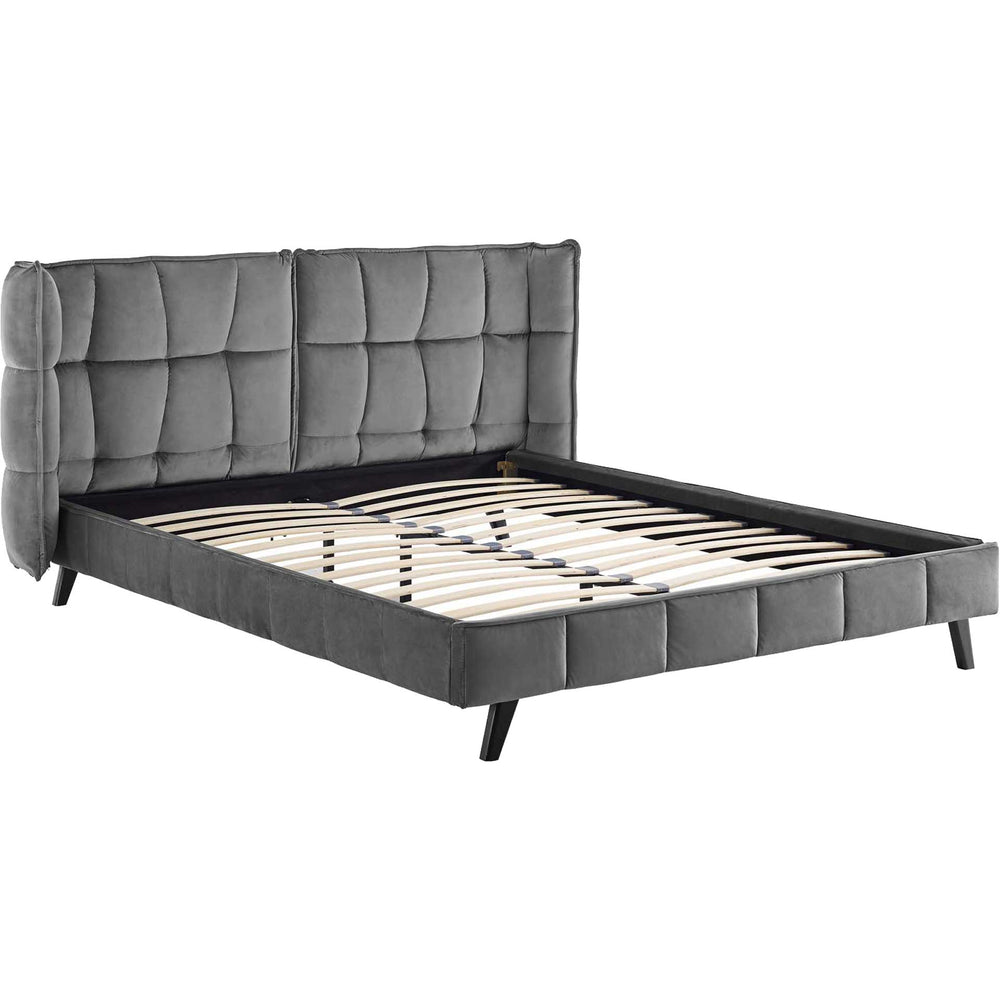 Marvin Upholstered Velvet Platform Bed Gray - Froy.com