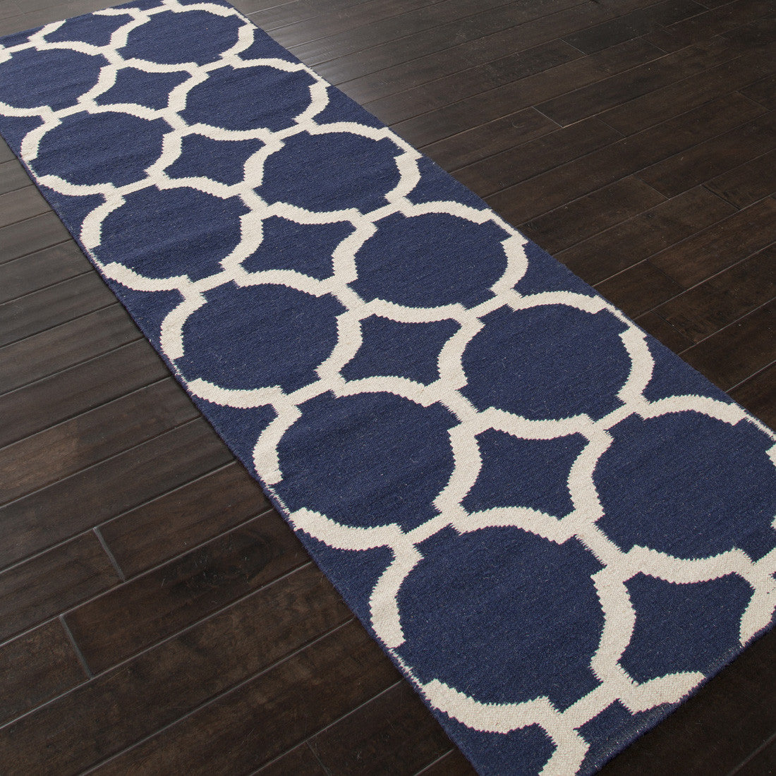 Maroc Rafi Deep Navy/Antique White Runner Rug