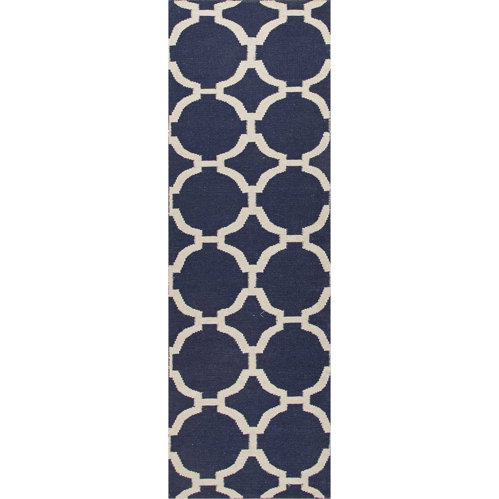 Maroc Rafi Deep Navy/Antique White Runner Rug