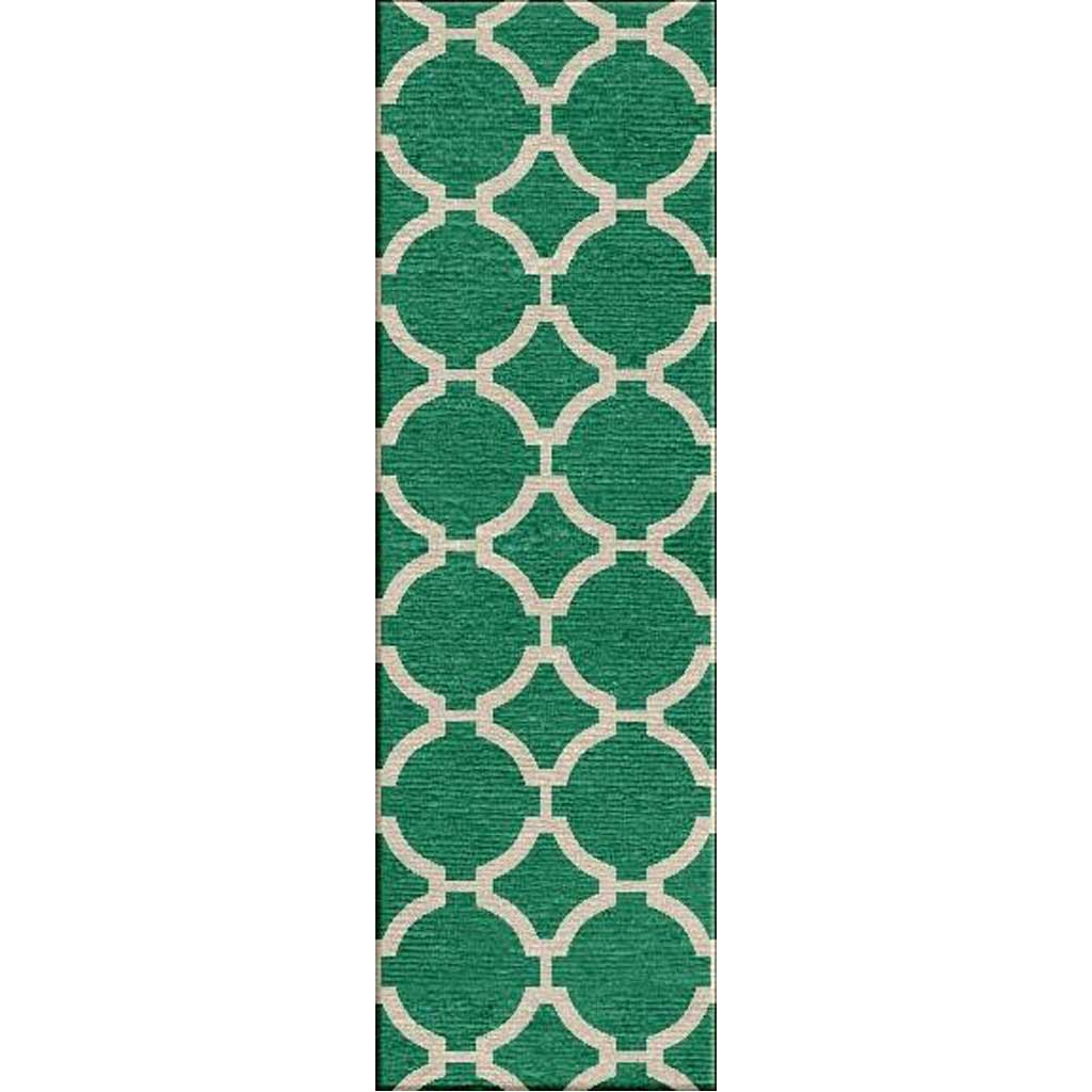 Maroc Rafi Emerald Green/Antique White Runner Rug