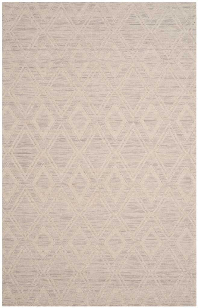 Delicate ivory diamonds add understated geometry to this silver 5' x 8' area rug.