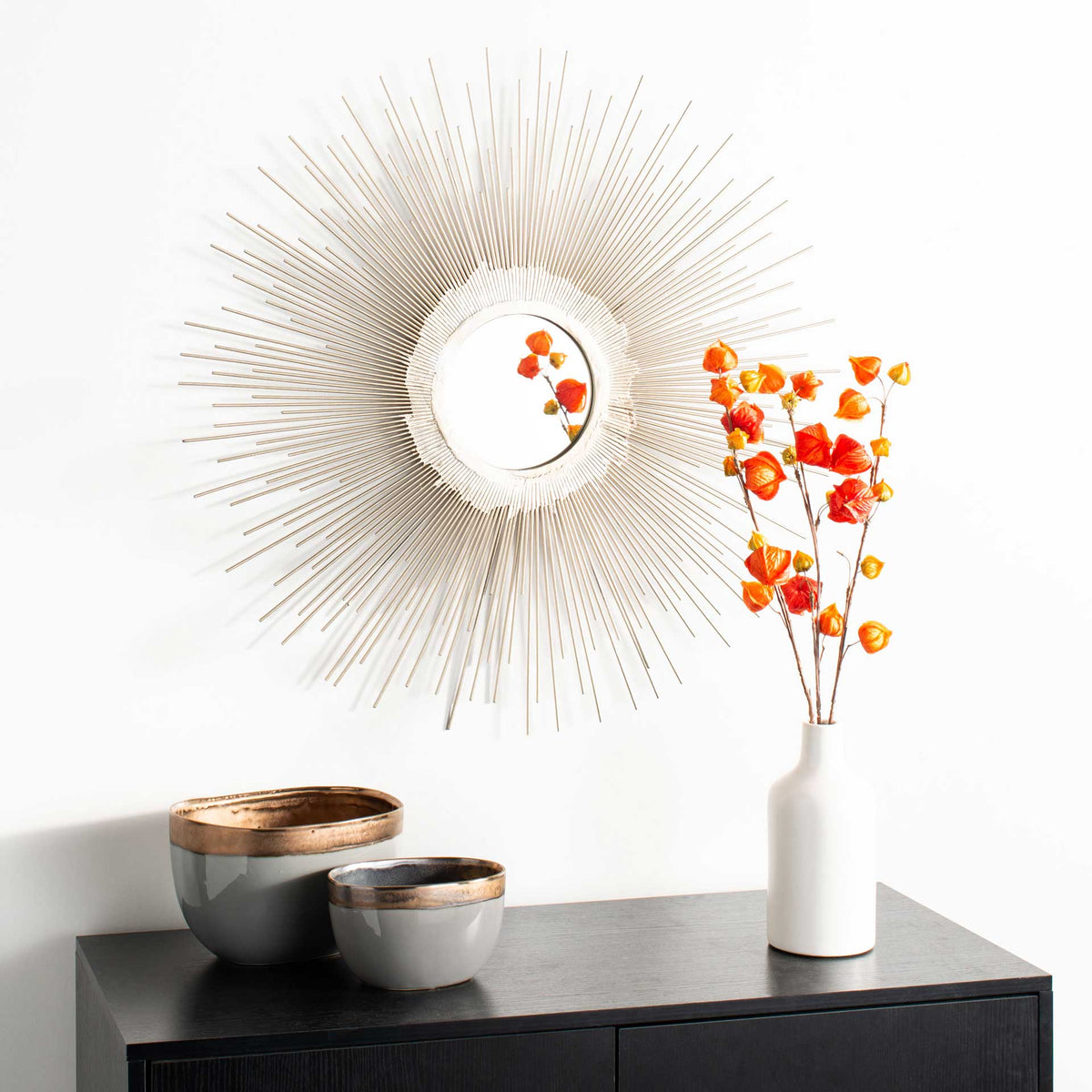 Olavi Sunburst Mirror Antique Silver