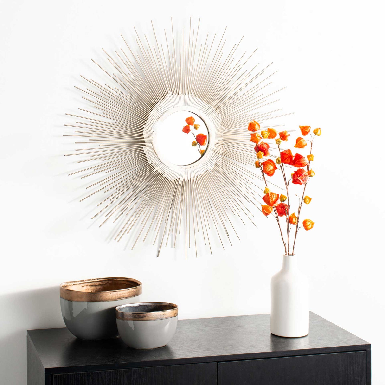 Olavi Sunburst Mirror Antique Silver