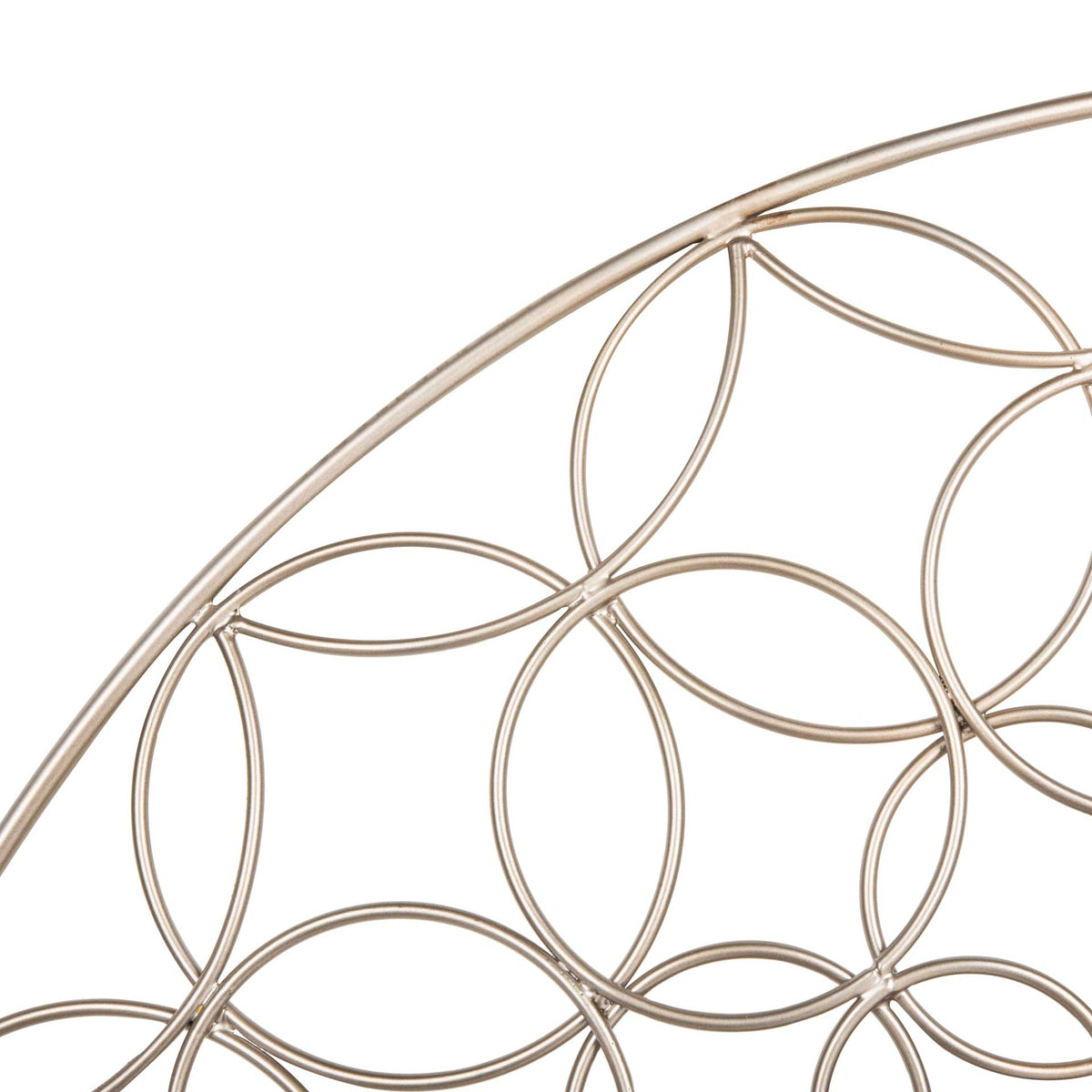 Fine champagne-toned metal loops overlap to form an intricate petal pattern