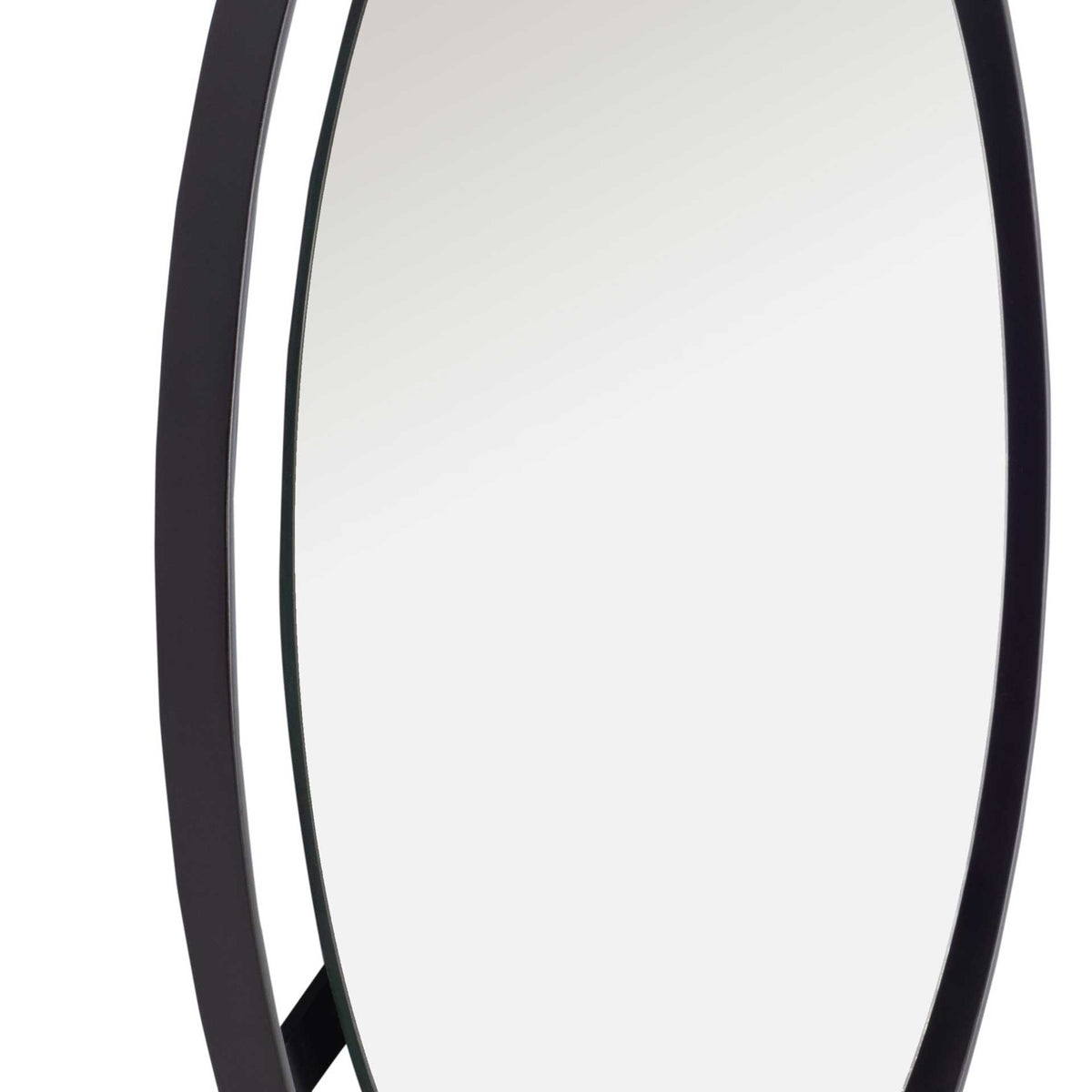 A dark metal rim sits apart from the glass, joined by a discreet support