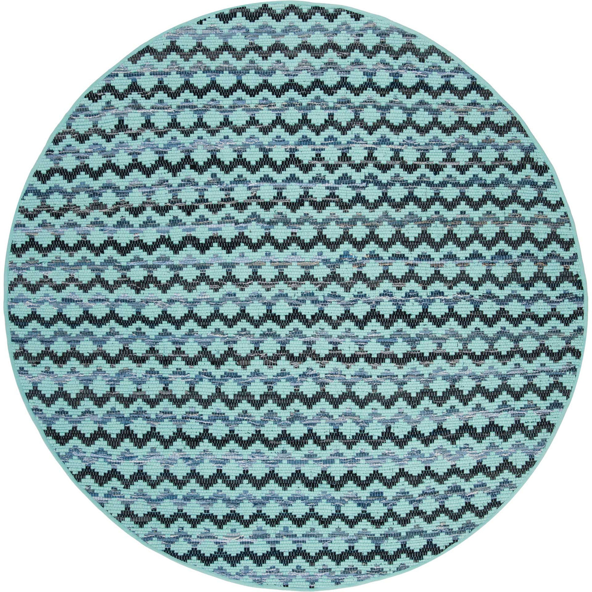 Montauk Turquoise/Blue/Black Round Rug - Froy.com