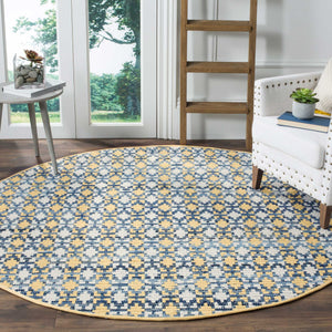 Montauk Mosaic Gold/Multi Round Rug - Froy.com