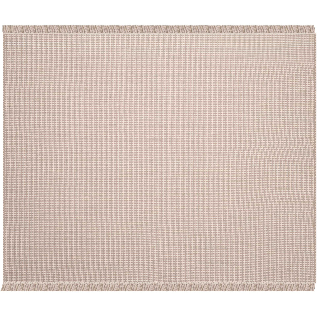 Square ivory and gray cotton rug combines a soft crosswoven texture with end fringe