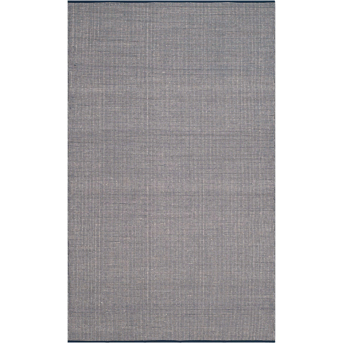 A 5' x 8' cotton rug makes a classic statement with densely woven ivory and navy checks.