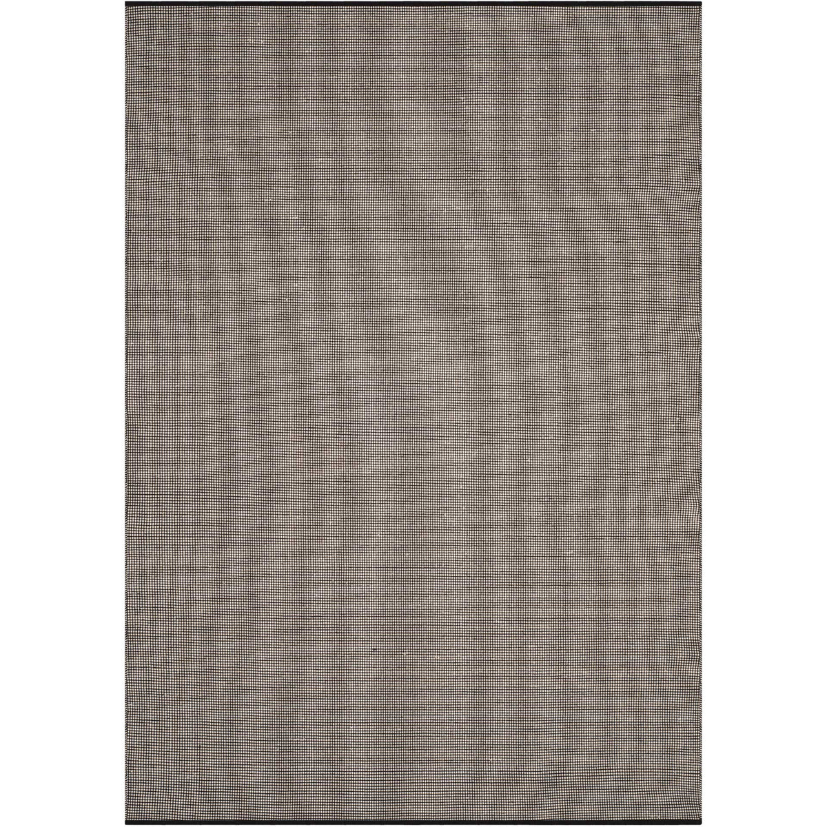 A 6' x 9' ivory and black cotton rug brings closely spaced checks to a clean rectangular design.