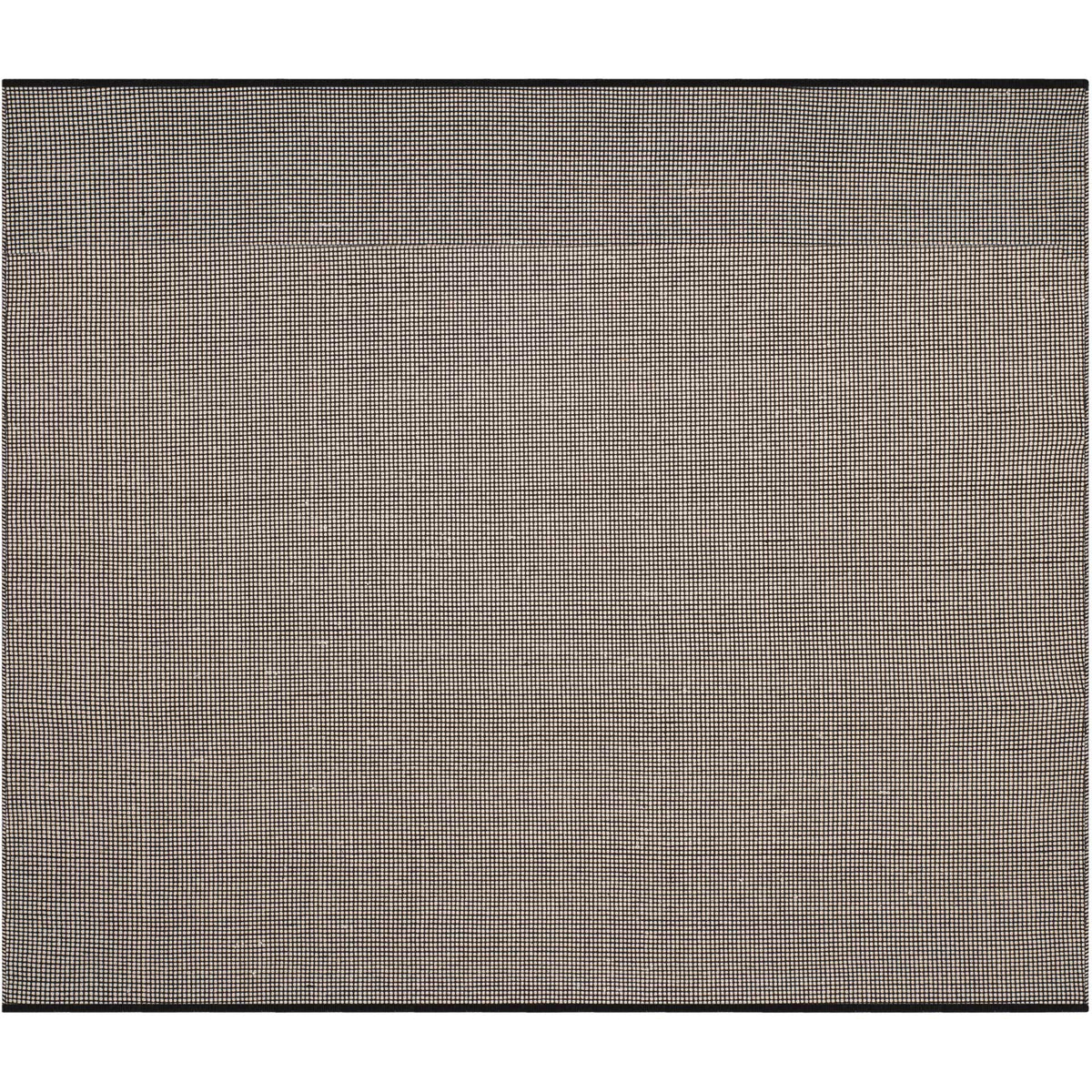 A square 6' x 6' rug pairs ivory and black cotton yarns in a subtly rippled grid.